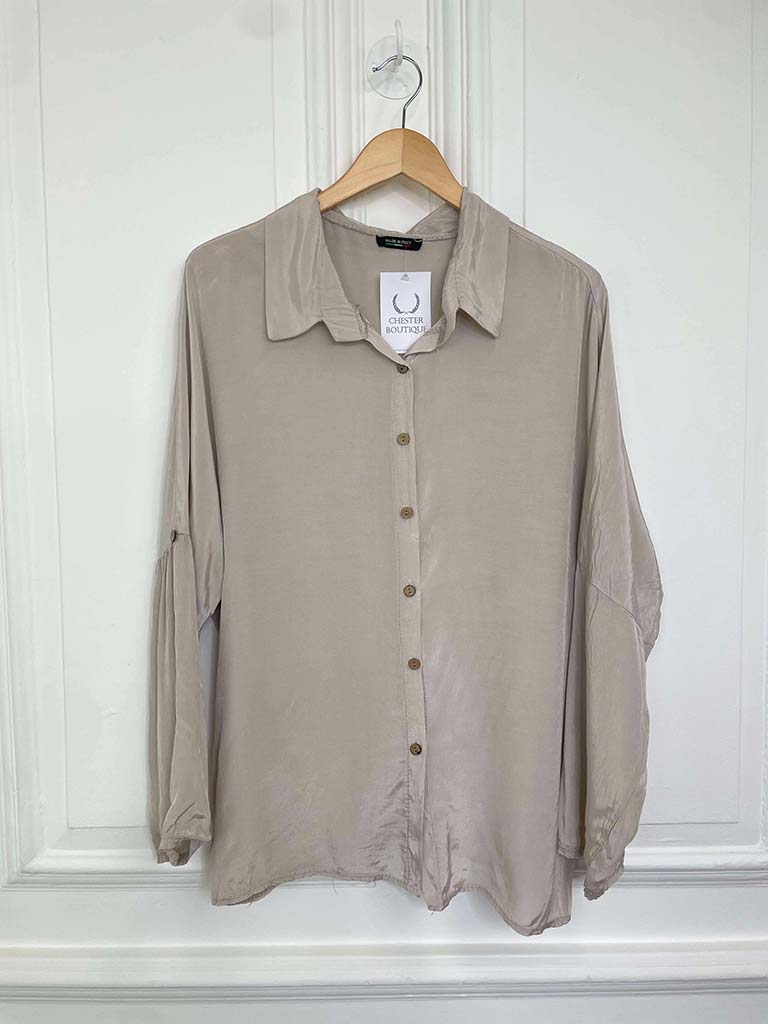 Silk Feel Classic Shirt - Stone