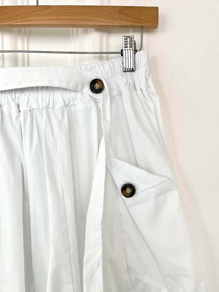 Cocoon Button Trousers - White