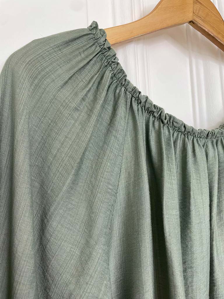 Bardot Frill Sleeve Top - Khaki