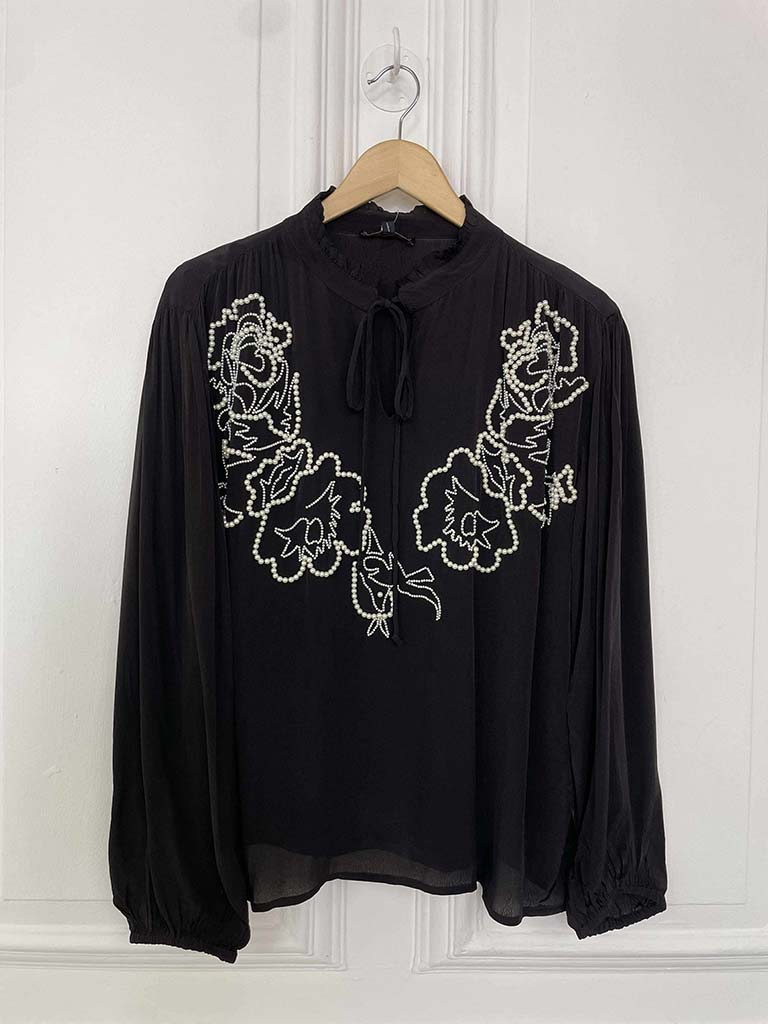 Rose Pearl Blouse - Black
