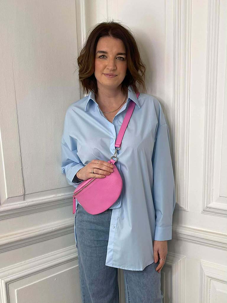 Leather Cross Body Bag - Bubblegum