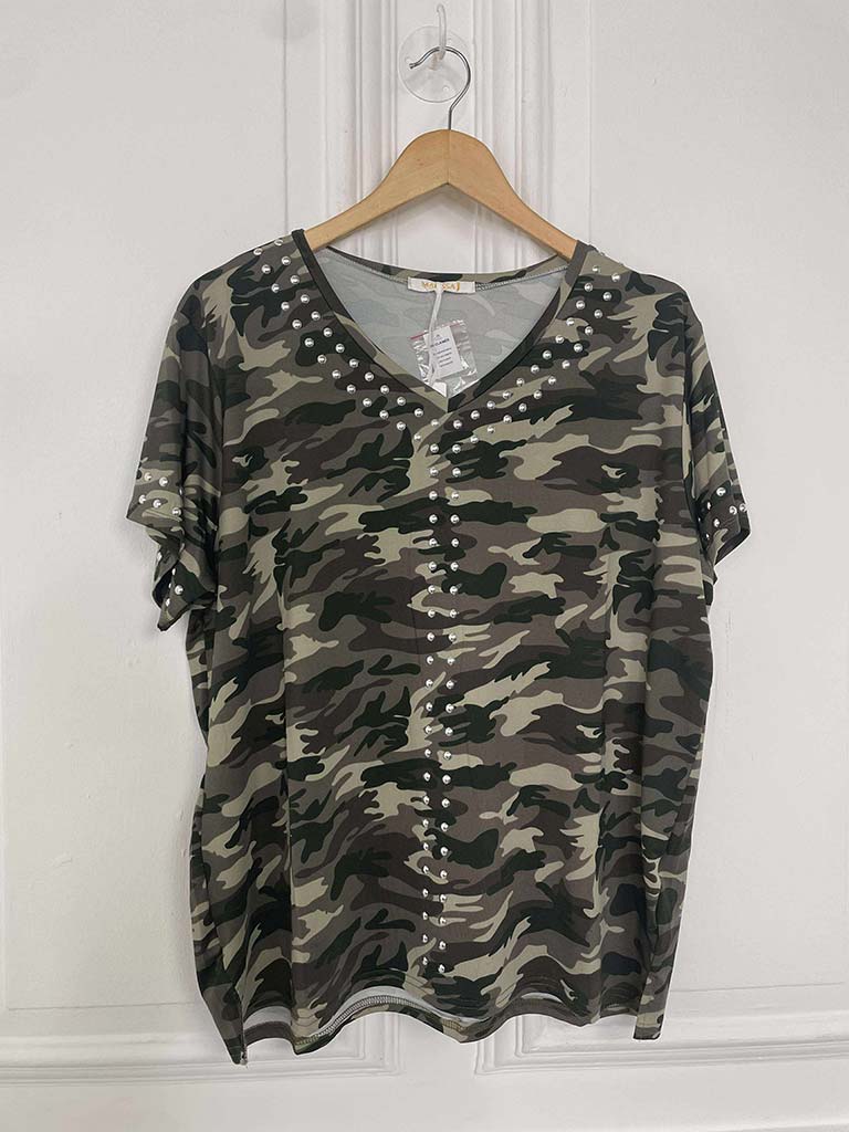 Malissa J Studded Tee - Camo