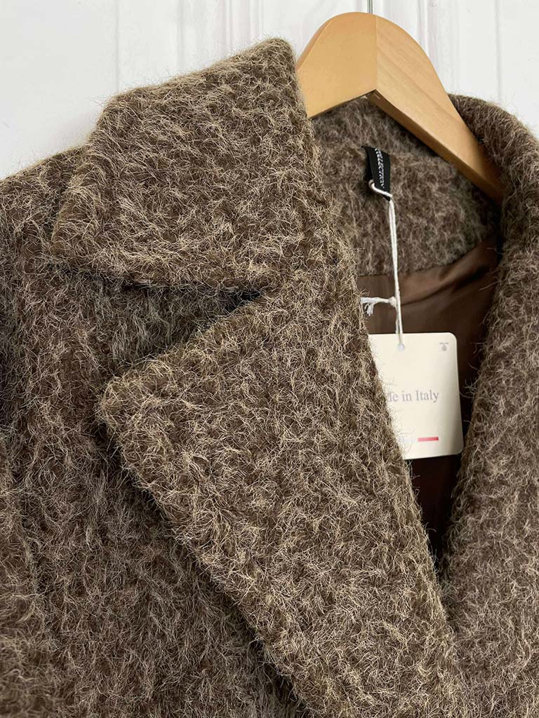 Lapel Collar Felted Coat - Toffee