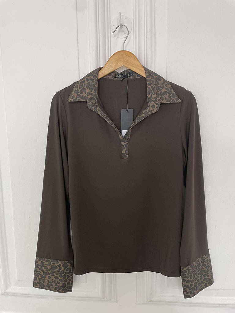 Leopard Layering Shirt - Chocolate