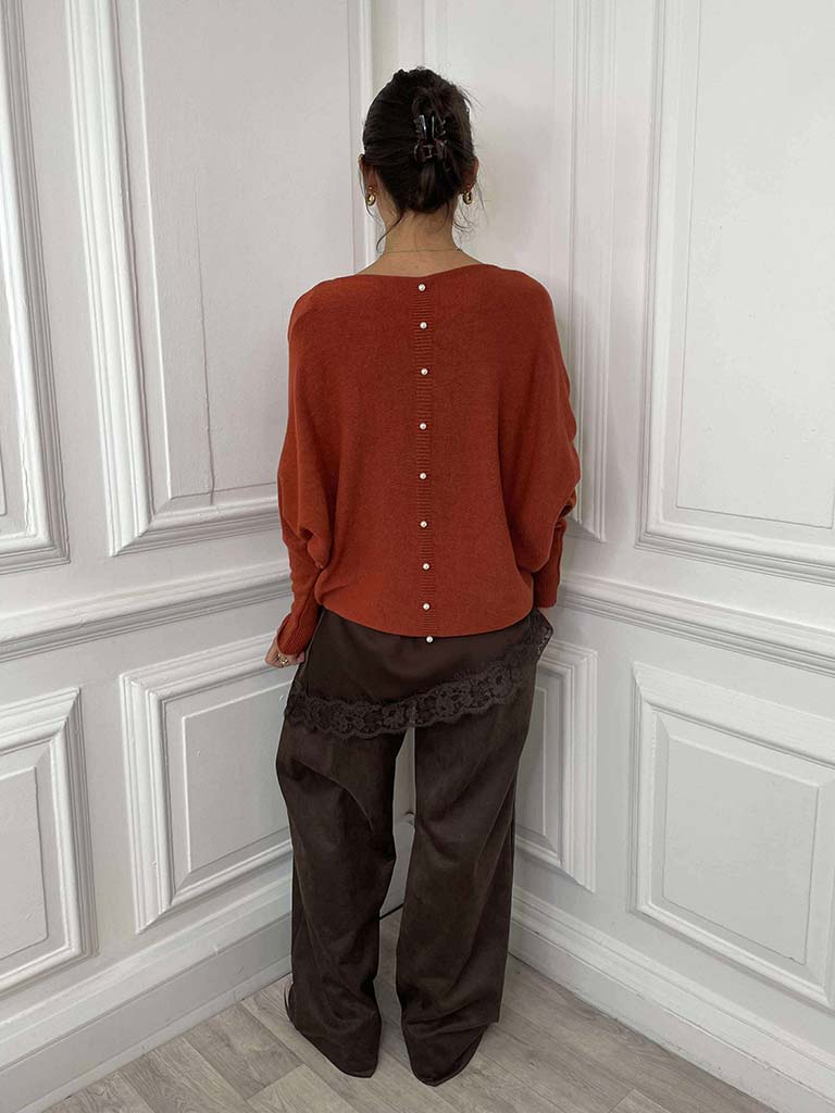 Pearl Back Knit - Rust