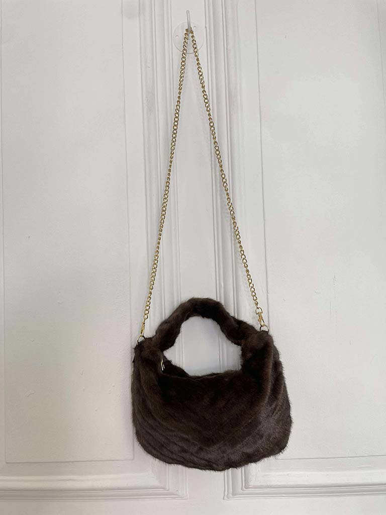 Malissa J Faux Fur Shoulder Bag - Brown