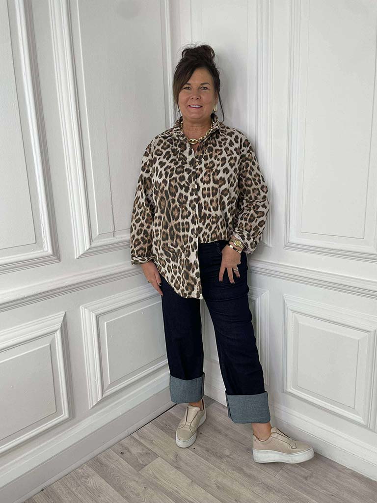 Leopard Print Micro Cord Shirt
