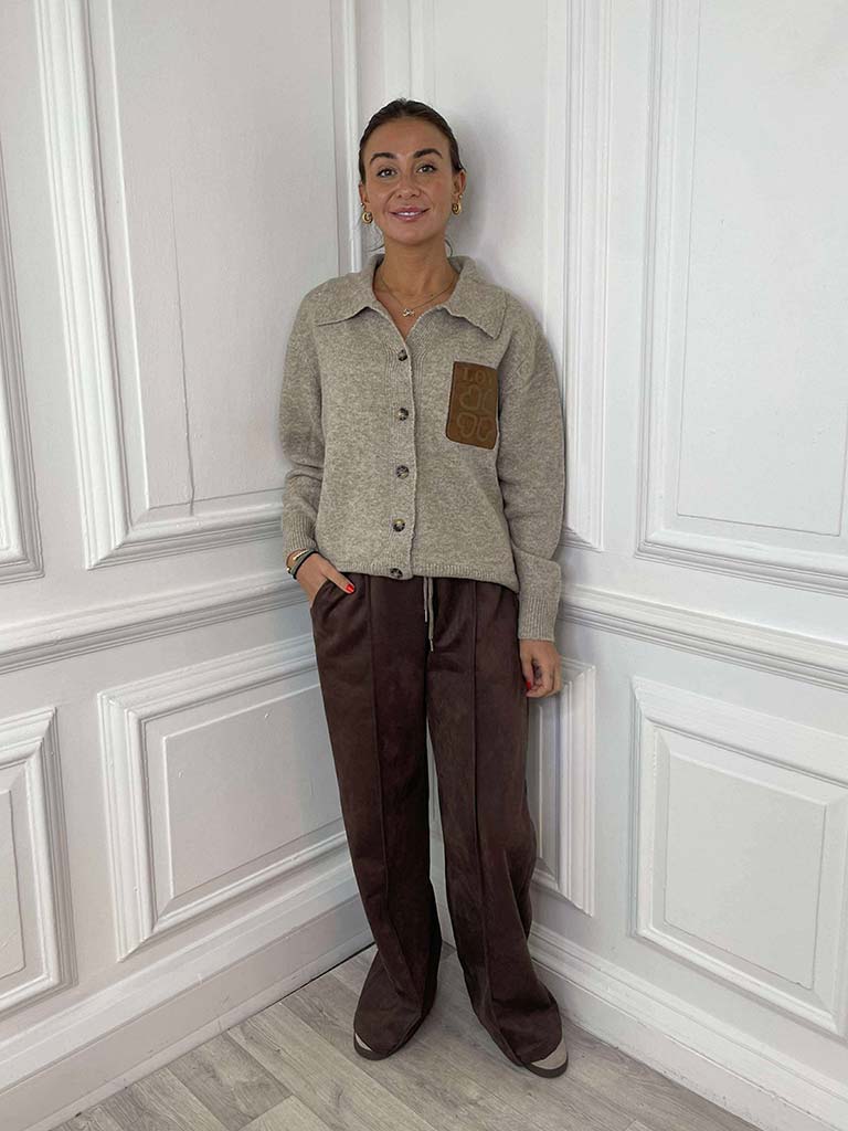 Suede Feel Joggers - Chocolate