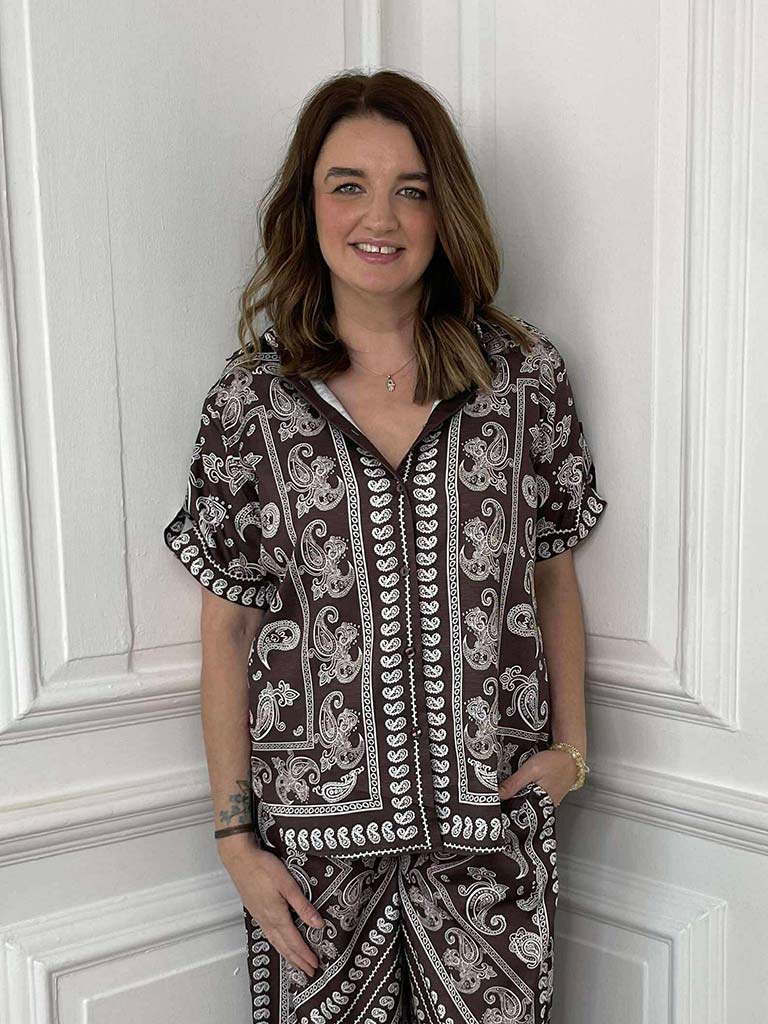 Paisley Boxy Shirt - Espresso