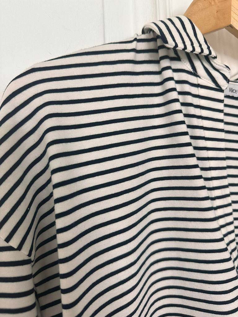 Stripe Collared Top - White & Navy