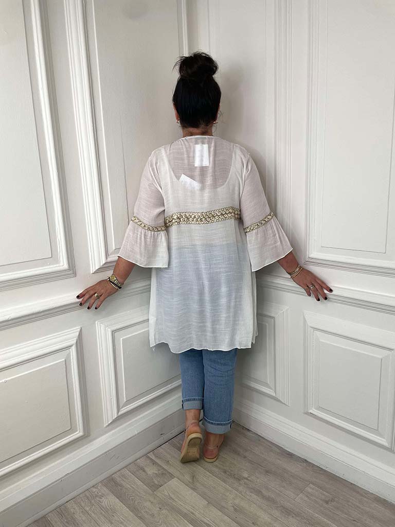 Gold Shimmer Kimono - Ivory