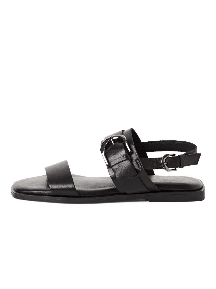 Tamaris Leather Buckle Sandals - Black