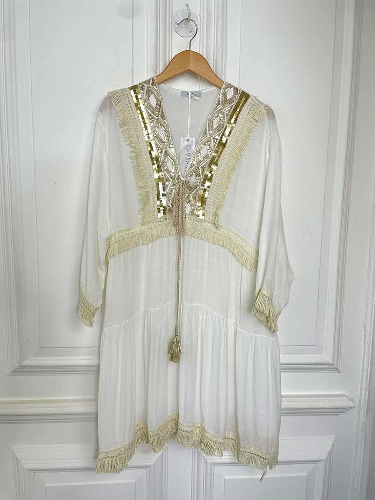 Gold Sequin Kaftan Dress