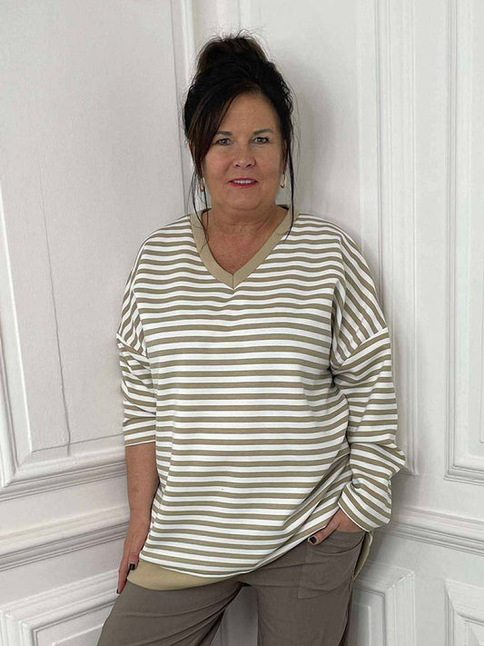 Stripe Sweat Top - Sand