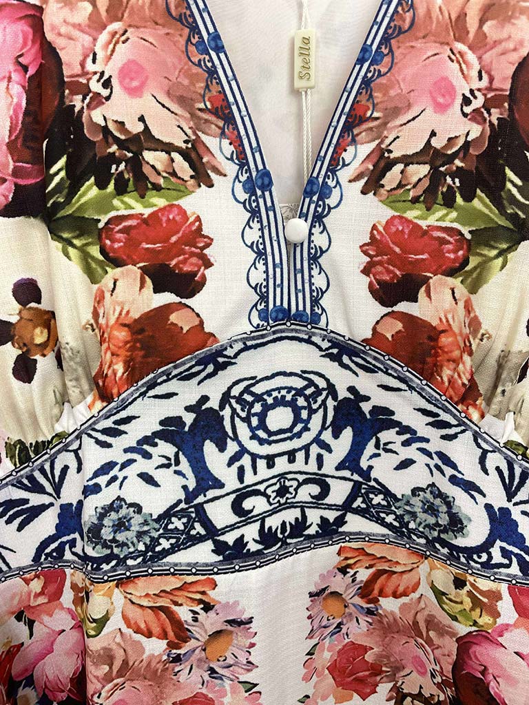 Floral Flute Sleeve Maxi