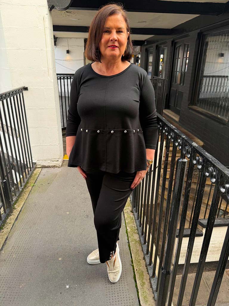 Malissa J Studded Sweat Top - Black