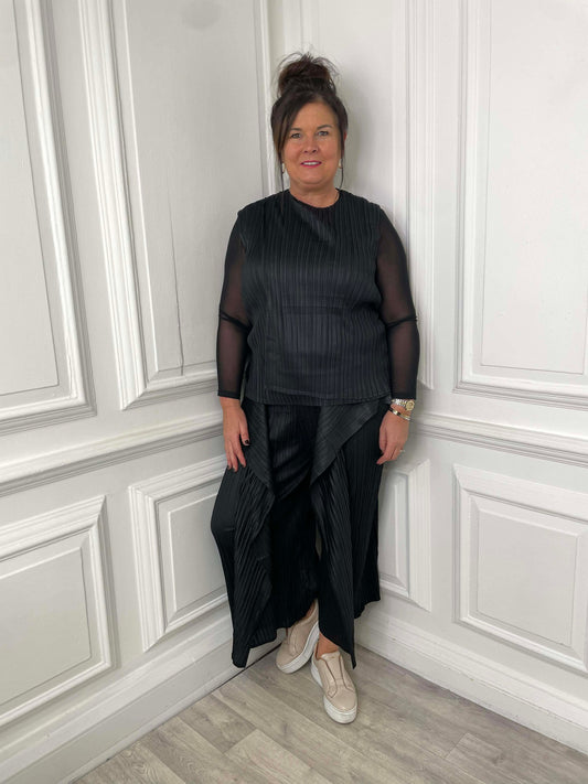 Plissé Co-ord - Black