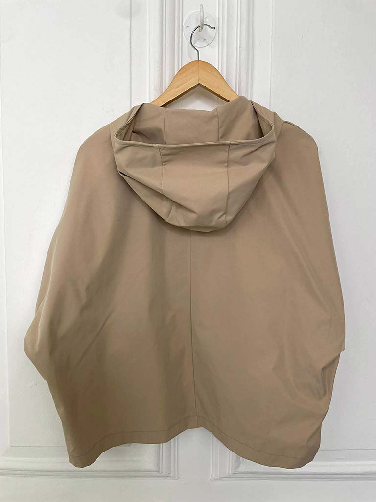 Hooded Tie Neck Jacket - Sand