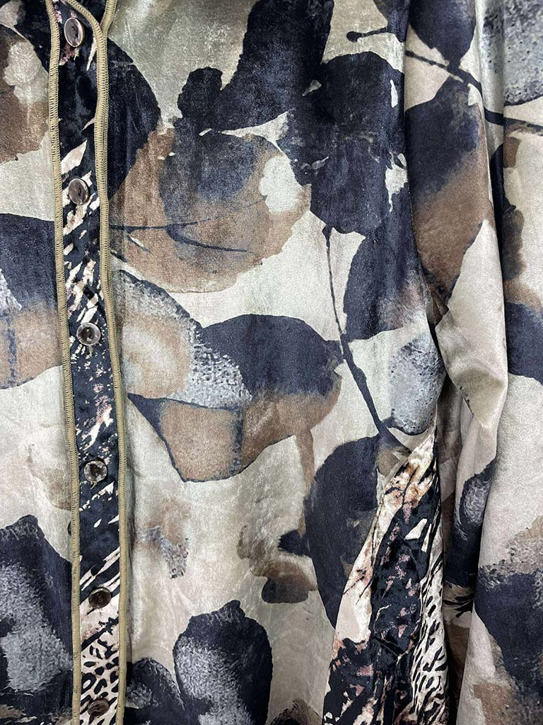 Floral & Animal Print Velvet Shirt