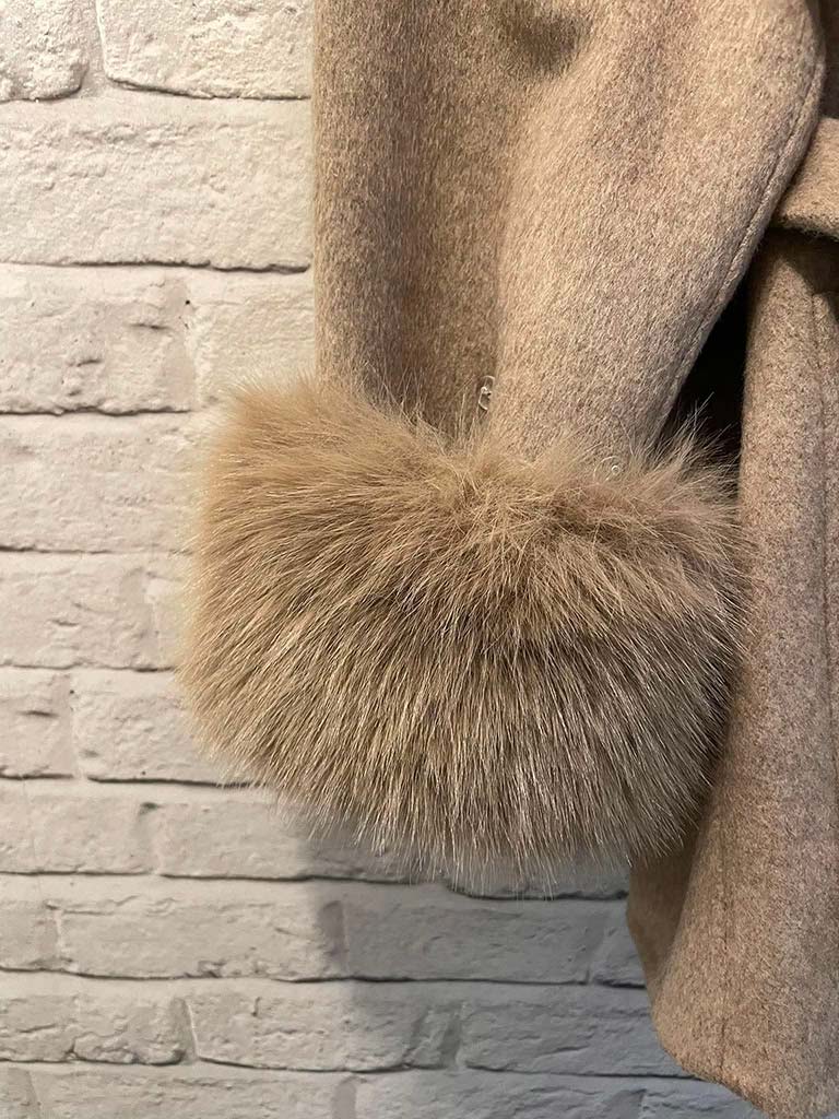 Malissa J Faux Fur Trim Jacket - Stone