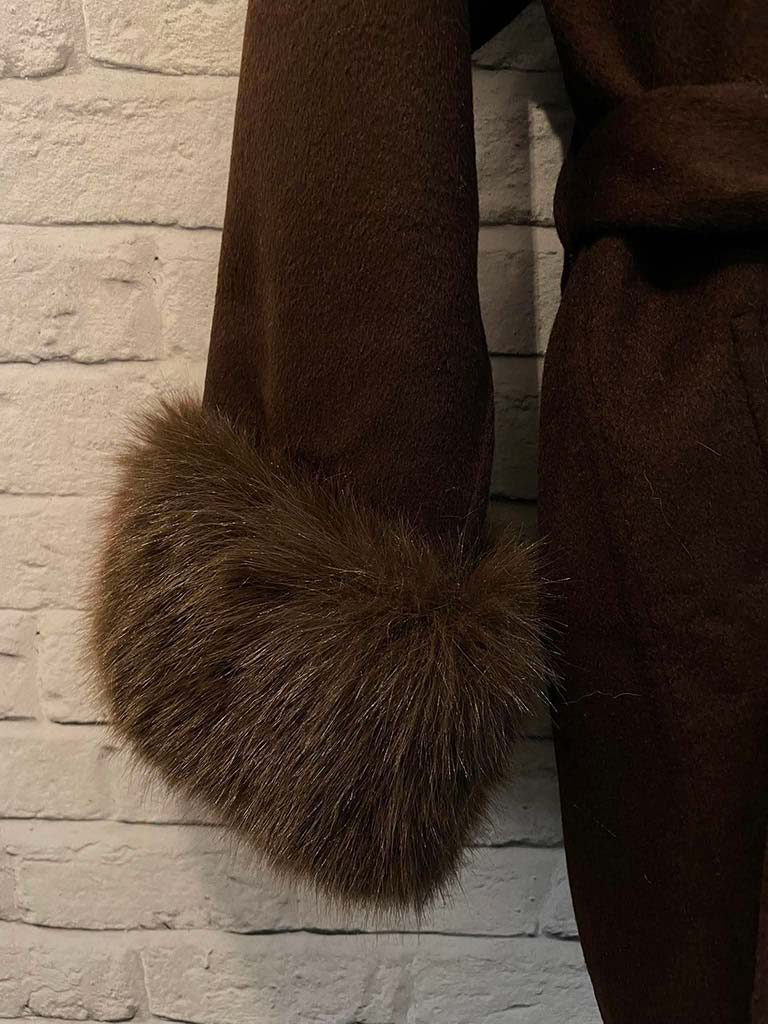 Malissa J Faux Fur Trim Jacket - Chocolate