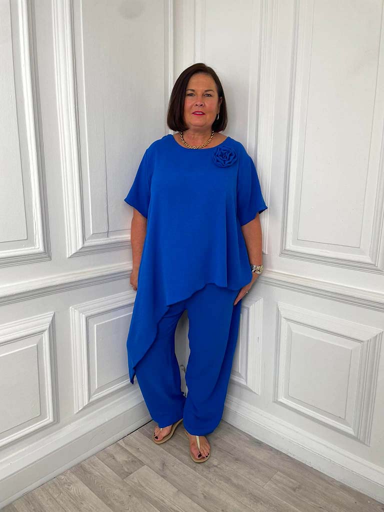 Asymmetric Flower Co-ord - Cobalt