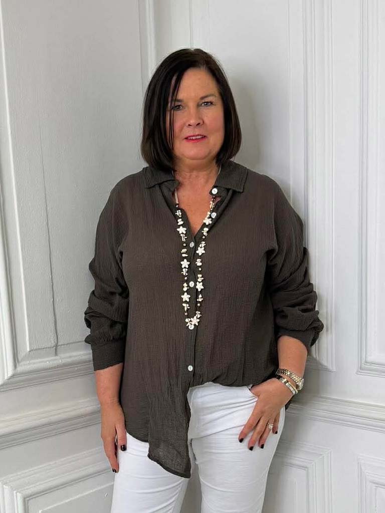 Seersucker Shirt - Chocolate