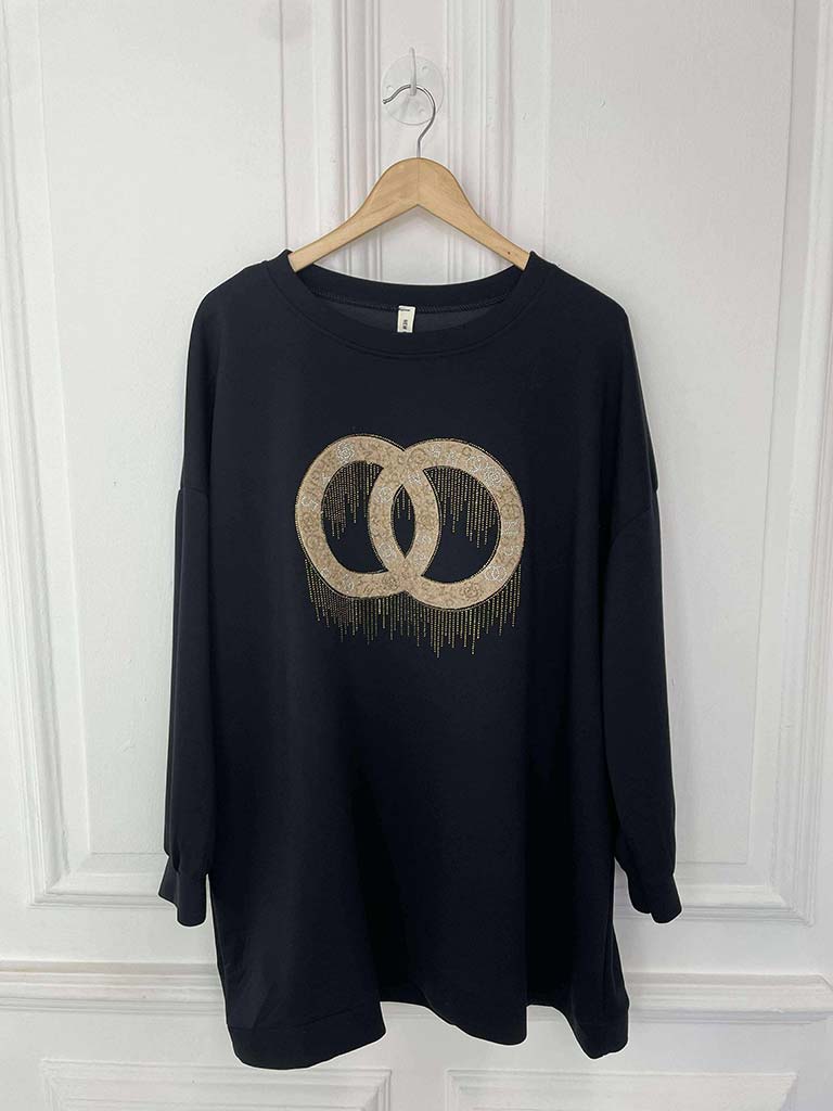 Link Embellished Sweatshirt - Black