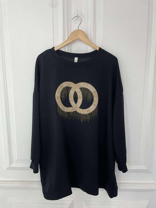 Link Embellished Sweatshirt - Black