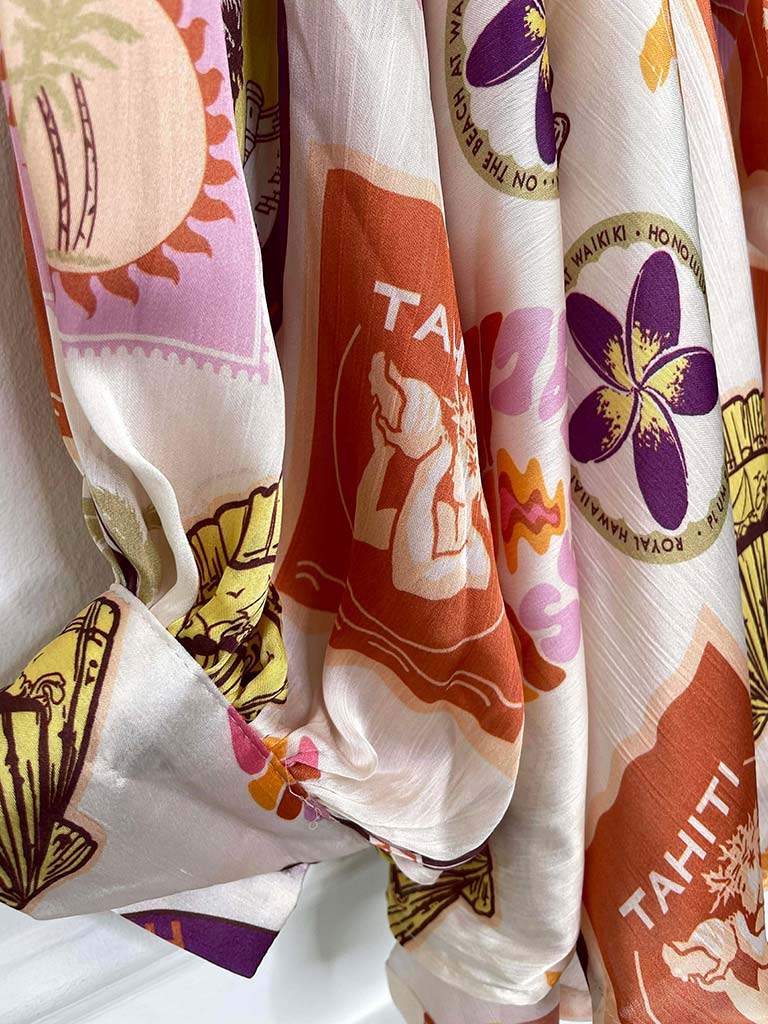 Tahiti Pussybow Blouse - Sunset