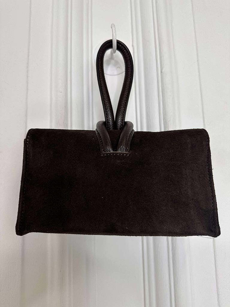 Loop Handle Suede Bag - Chocolate