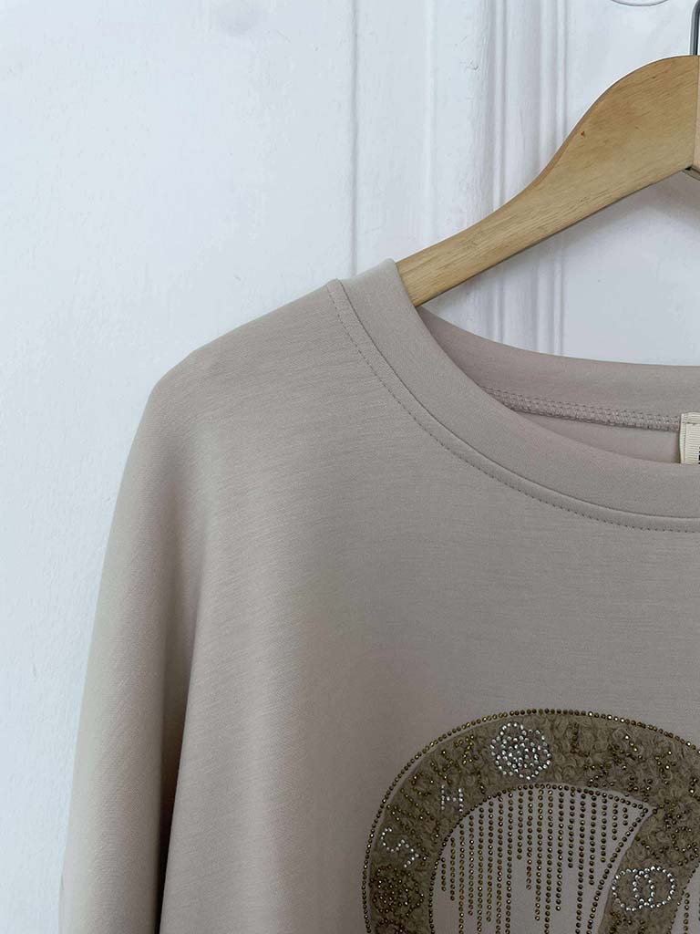 Link Embellished Sweatshirt - Stone