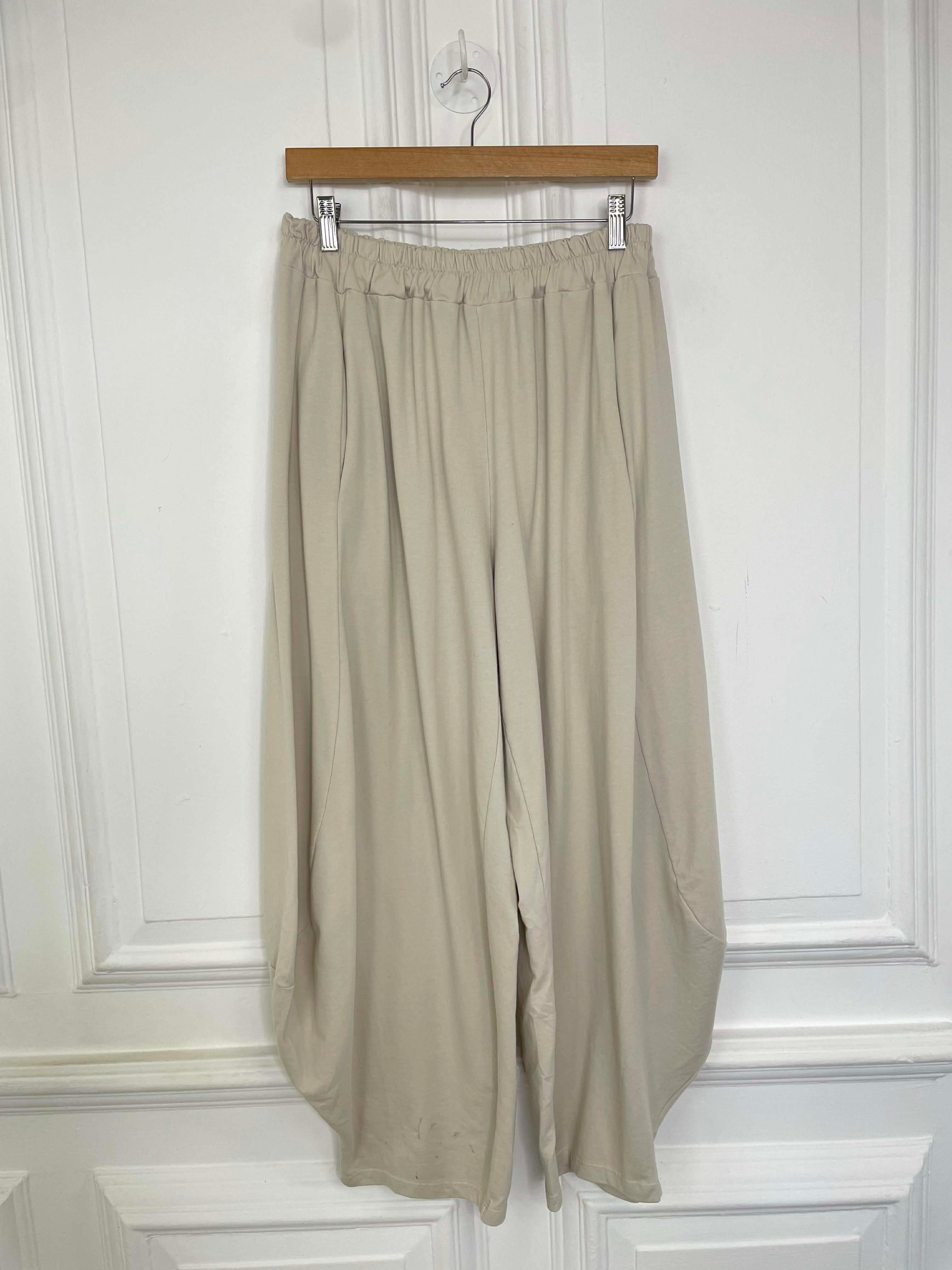 Cotton Jersey Cocoon Trousers - Stone