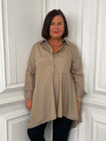 Malissa J Asymmetric A-Line Shirt - Mushroom