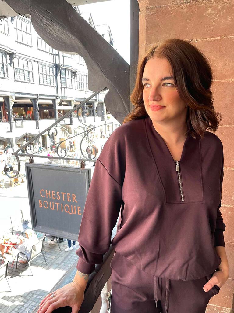 Soya Concept Banu Zip Sweatshirt - Choco