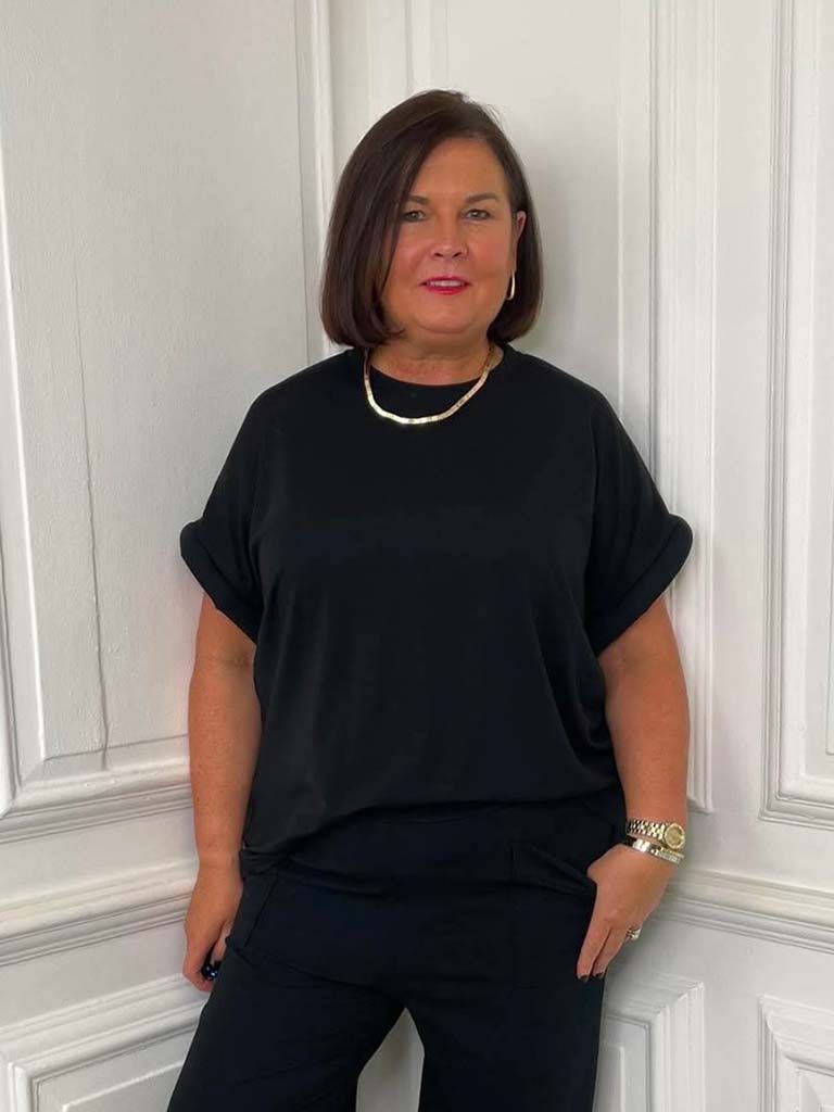 Malissa J Padded Sleeve Tee - Black