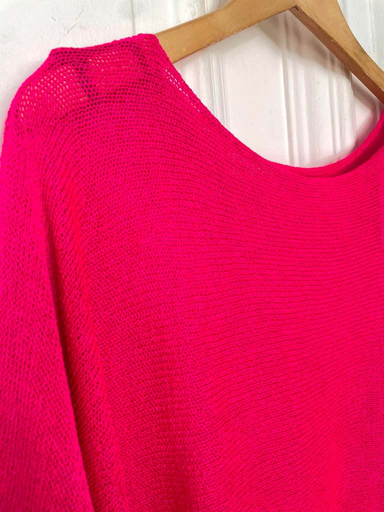 Exposed Edge Boxy Knit - Hot Pink