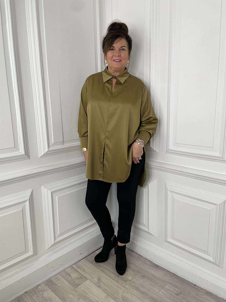 Lusso Silk Feel Shirt - Olive