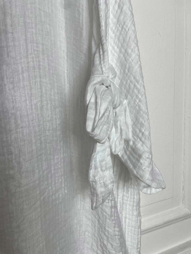 Tie Sleeve Top - White