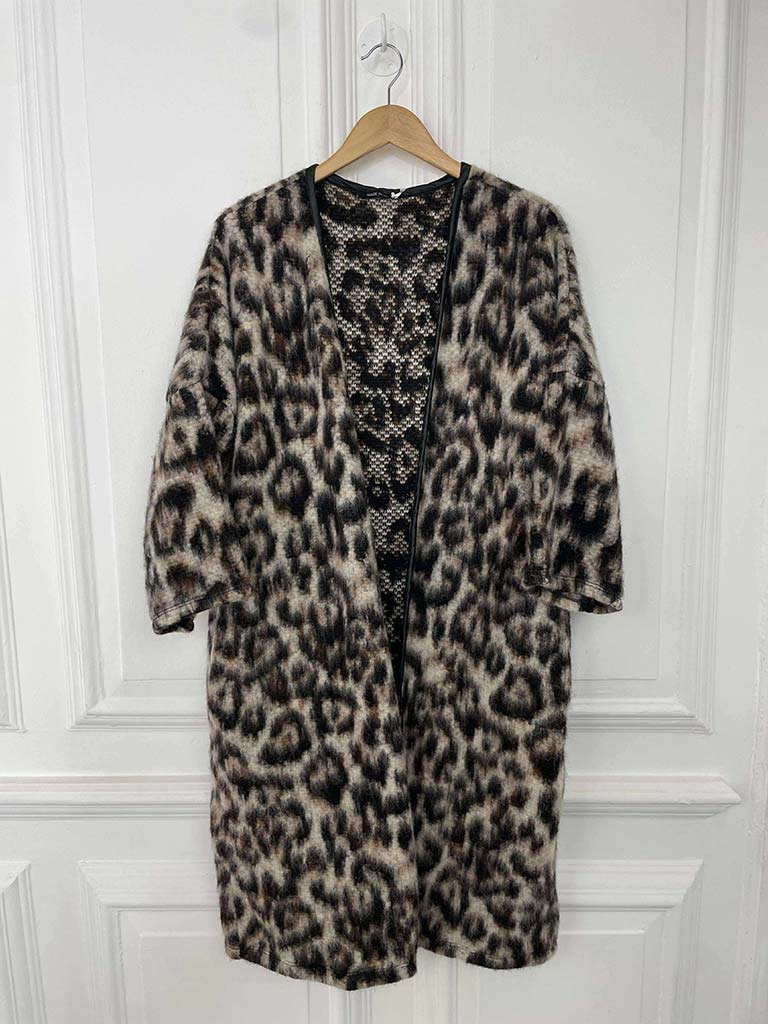 Wool Mix Leopard Coatigan