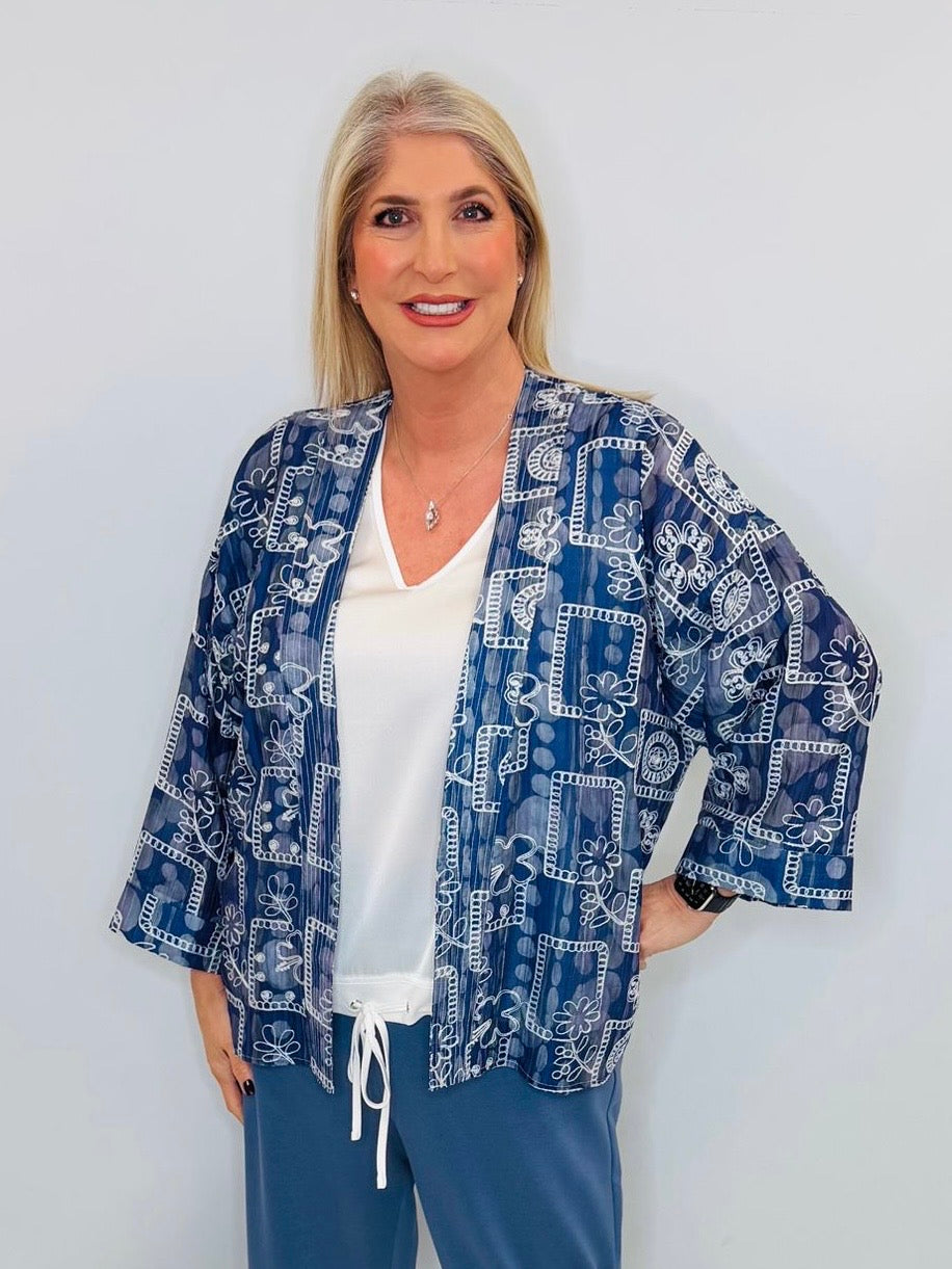 Malissa J Daisy Print Short Kimono