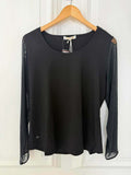 Malissa J Mesh Sleeve Top - Jet Black