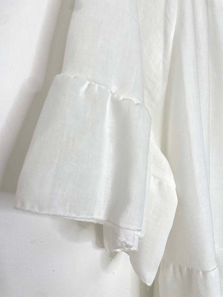 Flute Sleeve Tiered Tunic - White