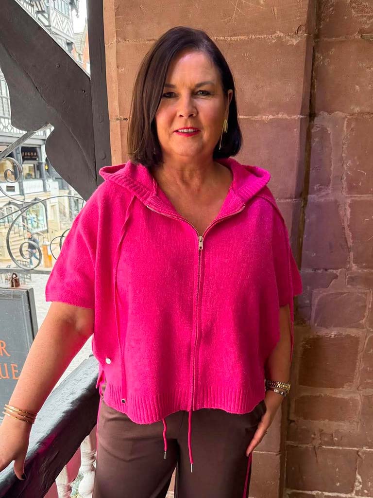 Malissa J Hooded Zipped Knit - Pink