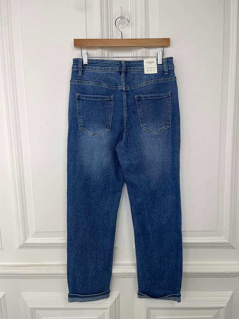 Straight Leg Jeans - Mid Blue