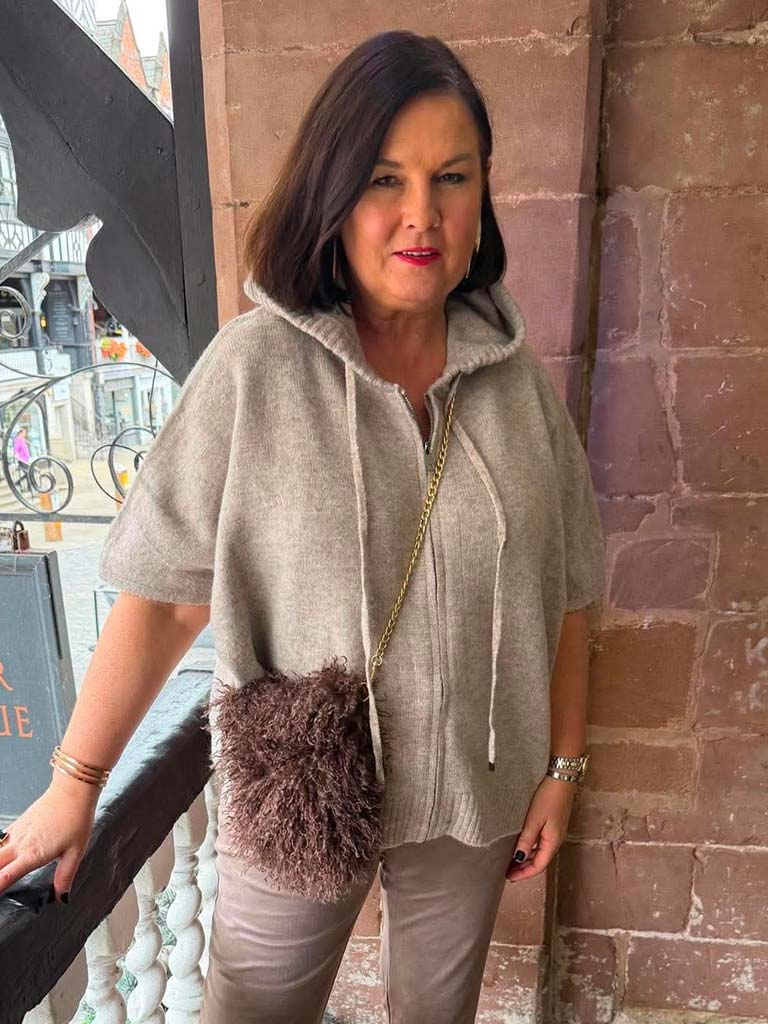 Malissa J Mongolian Fur Chain Bag - Chocolate