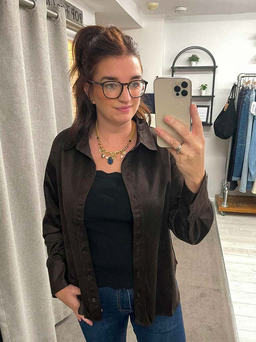 Vero Moda Faux Suede Shirt - Chocolate