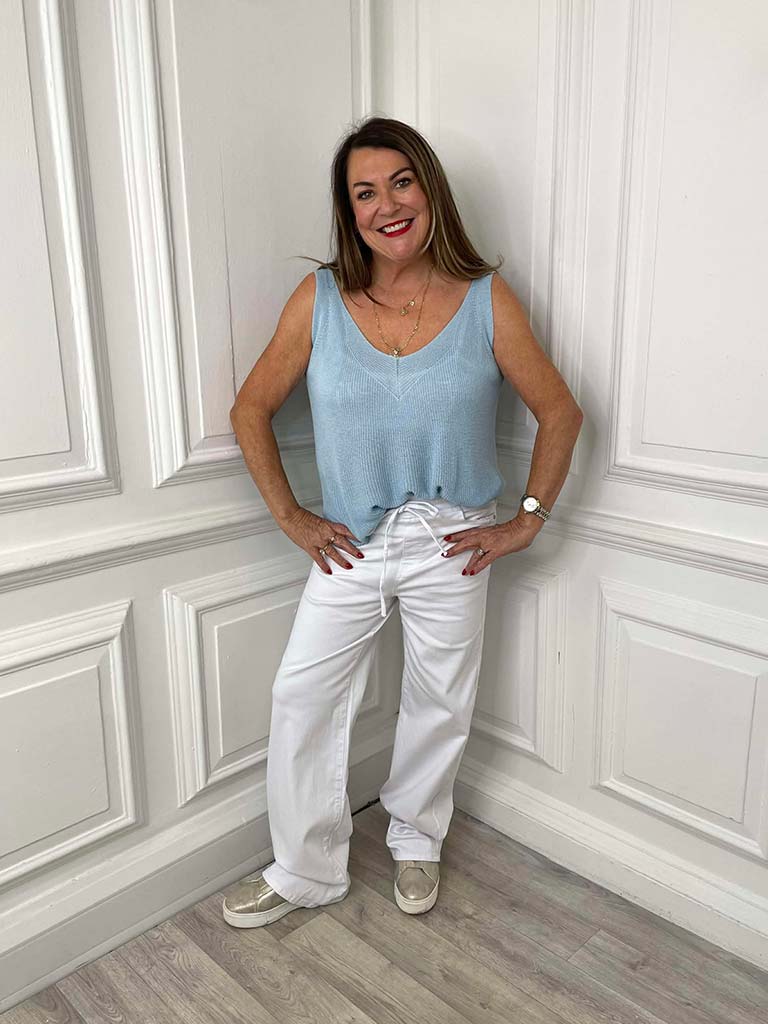 Knitted Vest Top - Sky