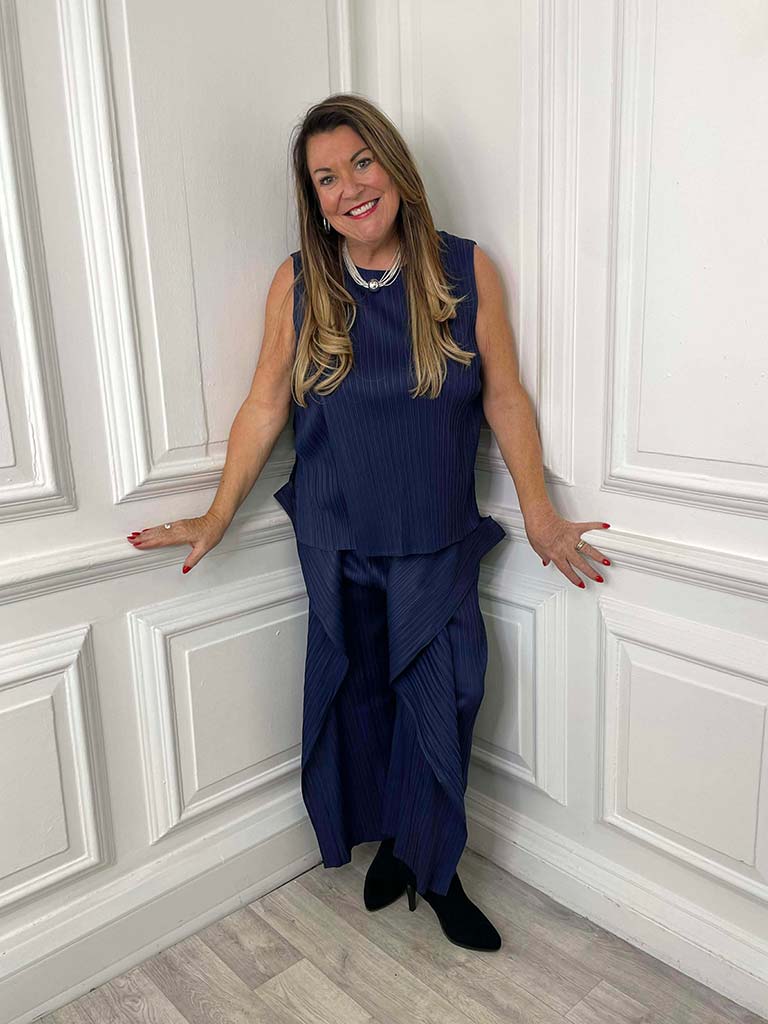 Plissé Co-ord - Navy