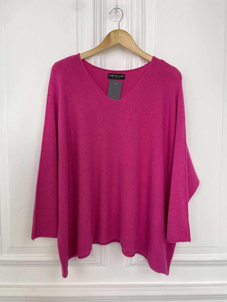 Exposed Seam Batwing Knit - Hot Pink